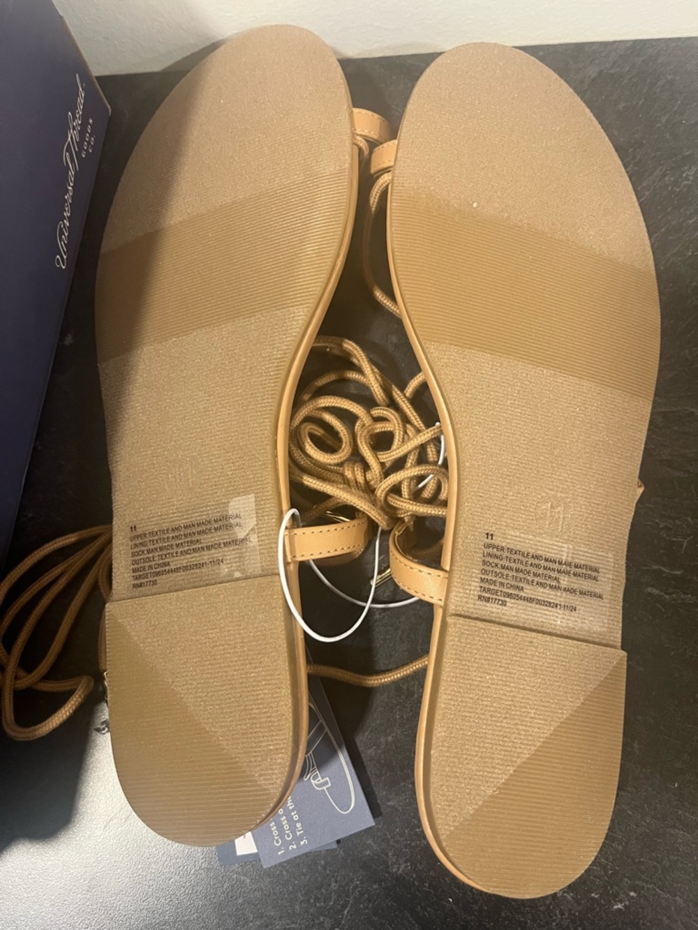 Universal Thread Tan Lace-Up Toe-Loop Sandals - Picture 2 of 3